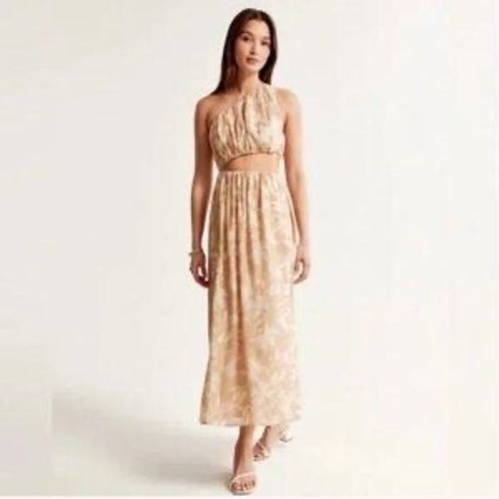NWT Abercrombie & Fitch Medium Tall One Shoulder Floral Midi Dress Wedding Guest